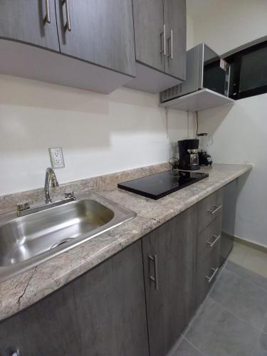 Dapur atau dapur kecil di Capital O Tu Estancia