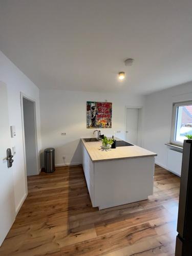 a kitchen with a sink and a counter top at Wohlfühlapartment Braunschweig in Bergisch Gladbach