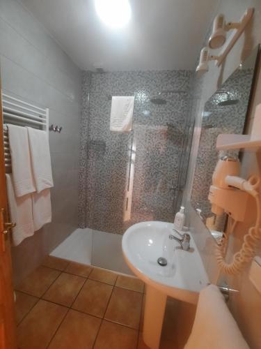 a bathroom with a sink and a shower at Apartamentos Martin in Arroyo Frio