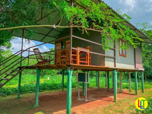 a tree house in the middle of a forest at mango villa wilpattu in Nekattegama