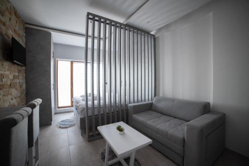 uma sala de estar com um sofá e uma mesa em NLux 10 Apartment em Kopaonik