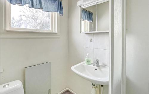 een badkamer met een wastafel, een toilet en een raam bij 2 Bedroom Amazing Home In Rottneros in Rottneros