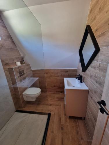a bathroom with a toilet and a sink at HelenaHouse22 in Ledinci