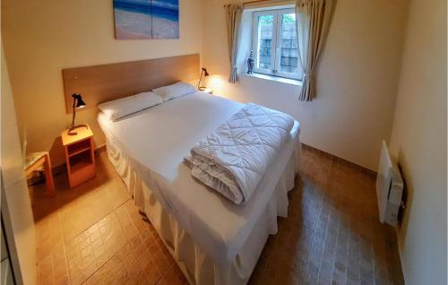 a bedroom with a large white bed and a window at Amazing Home In Bannalec With Kitchenette in Bannalec
