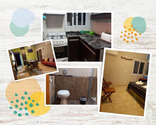 un collage de fotos de una cocina y una sala de estar en Lo de Lily_Rumipal en Villa Rumipal