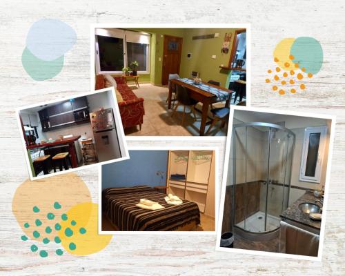 un collage de fotos de una sala de estar y un dormitorio en Lo de Lily_Rumipal en Villa Rumipal