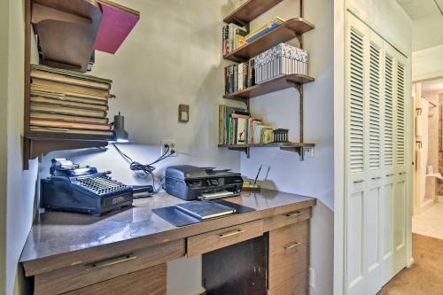 a kitchen with a desk with a printer on it at Spacious Hillsboro Home about 18 Mi to Portland! in Hillsboro