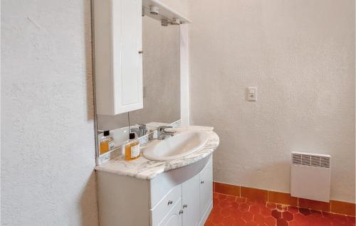 y baño con lavabo y espejo. en Nice Apartment In Fox Amphoux With Wifi, en Fox-Amphoux