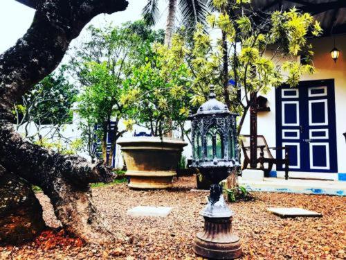 a garden with a fire hydrant next to a tree at Sriyan Villa in Beruwala