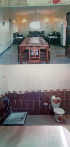 La salle de bains est pourvue d'une table et de toilettes. dans l'établissement جزيره سهيل, au Caire