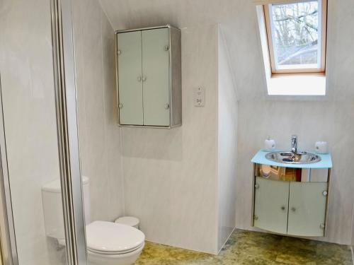 La salle de bains est pourvue de toilettes et d'un lavabo. dans l'établissement The Wheelhouse, à Linlithgow