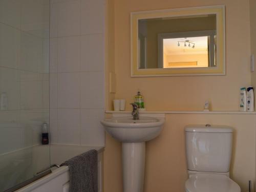 印威內斯的住宿－Ness-side Apartment，一间带水槽、卫生间和镜子的浴室