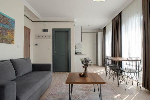 a living room with a couch and a table at Taksim 11 Suites in Istanbul