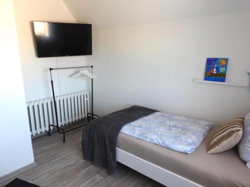 1 dormitorio con 1 cama y TV de pantalla plana en Property in Ballenstedt, en Ballenstedt