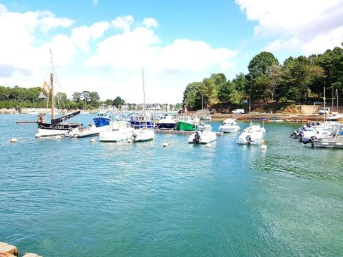 a group of boats are docked in a harbor at Hyper centre de Sarzeau, grand appartement au calme avec jardinet in Sarzeau