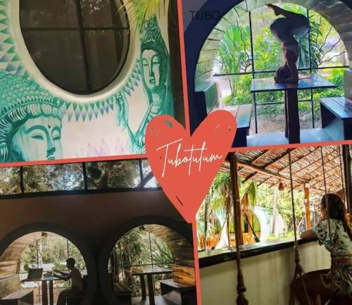 Un restaurante o sitio para comer en Tubo Tulum Hostel