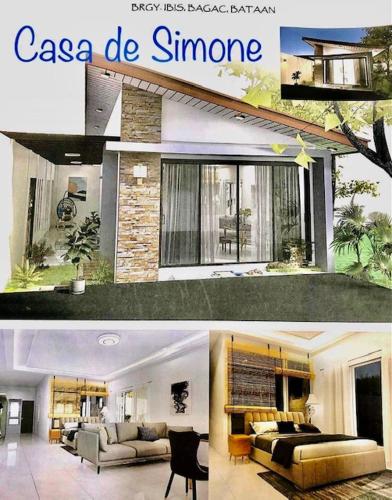 a collage of a living room and a house at Casa de Simone BAGAC in Bagac