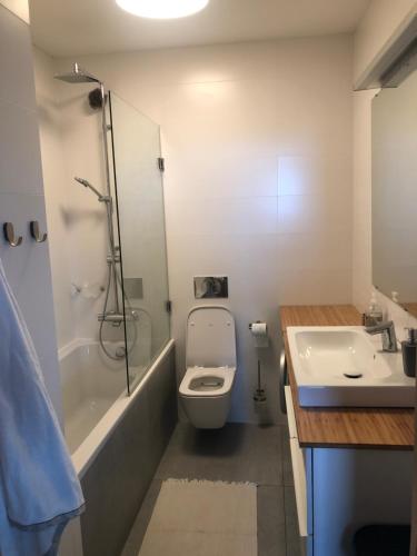 Kamar mandi di Apartament 3-pokojowy w sercu Gdańska