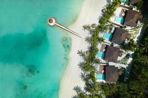an aerial view of the beach and the ocean at Anantara Veli Maldives Resort in South Male Atoll