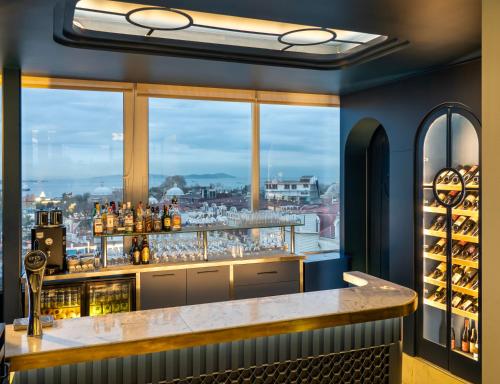 a bar with a view of a city at Adamar Hotel-Special Category in Istanbul