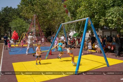 a group of children playing in a playground at LanaMarija Apartment in Trebinje