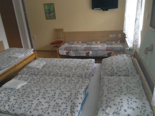 a room with three beds in a hospital at Apartmány pod Suchým Vrchem in Orličky