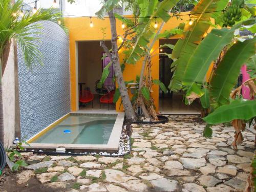 a house with a swimming pool in a yard at Villa Candita, a unos pasos del Paseo Montejo in Mérida