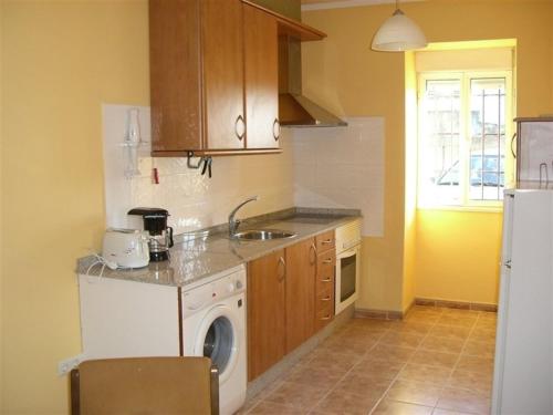 cocina con fregadero y lavadora en Apartment - 2 Bedrooms - 00119, en Vigo