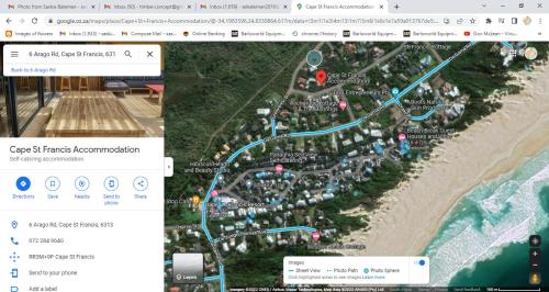a screenshot of a map of a beach at Let the good times roll-with inverter and wifi in Cape St Francis