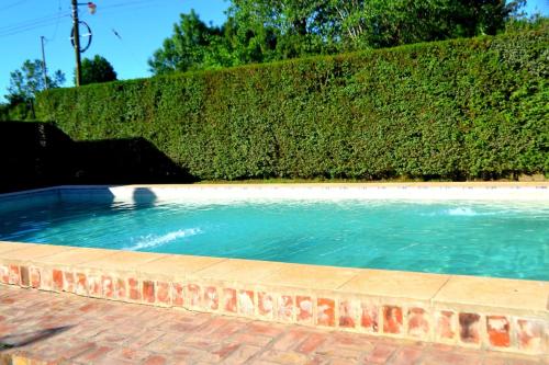 a swimming pool in front of a hedge at CABAÑAS TERRAZAS CHASCOMUS II in Chascomús