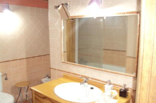 a bathroom with a sink and a mirror at Artesano I y III in Navarredonda de Gredos