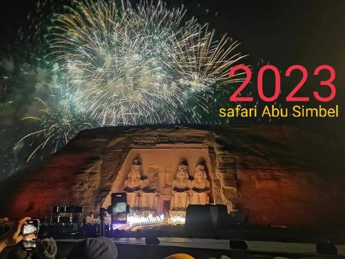a fireworks display over the temple of satilli idol in sattah appil at Safari Abu Simbel in Abu Simbel