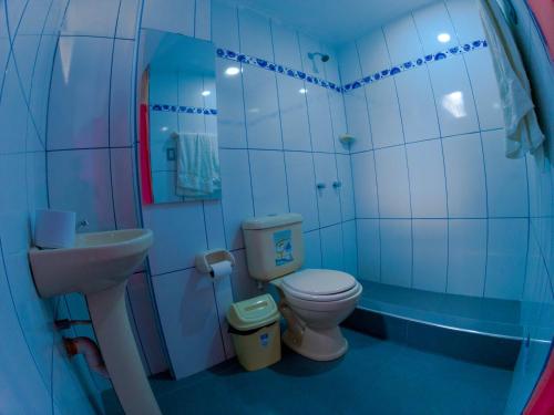 アヤクーチョにあるHotel Sol de Oro Ayacuchoのバスルーム(トイレ、洗面台付)