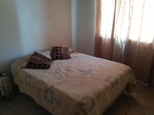 a bedroom with a bed with two pillows on it at Mendoza, Cacheuta, montaña in Ciudad Lujan de Cuyo