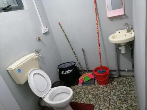 ein Bad mit einem WC und einem Waschbecken in der Unterkunft Residence Brise marine in Rodrigues Island