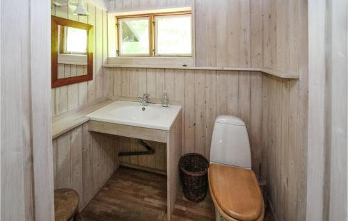 ein kleines Bad mit einem Waschbecken und einem WC in der Unterkunft Awesome Home In Sams With Kitchen in Nordby