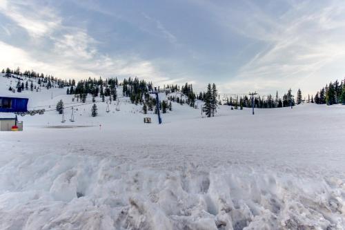 a pile of snow on a snow covered slope at Oak Street Retreat in Sisters