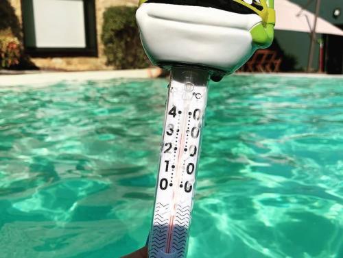 a thermometer sticking out of a swimming pool at Quinta do Tojal - Tourism immersed in nature! in Vila Maior
