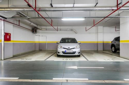 a car parked in a parking garage at A BLOK1 NEW BELGRADE in Novi Beograd
