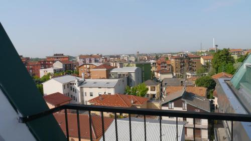 a view of a city from a balcony at La casa di Dario in Pero