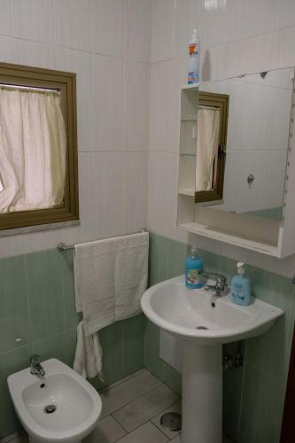 a bathroom with a sink and a toilet and a mirror at Casa vacanza russo enzo in Naples