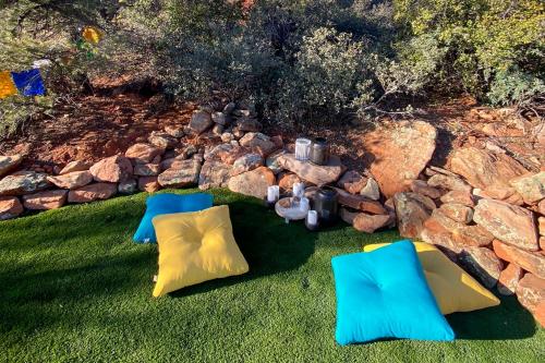 an aerial view of a backyard with two tents at Amazing Views and On-Site Hiking Sedona Studio in Sedona