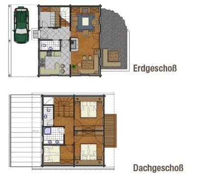 a floor plan and a blueprint of a house at Achenseer Hüttendörfl in Maurach