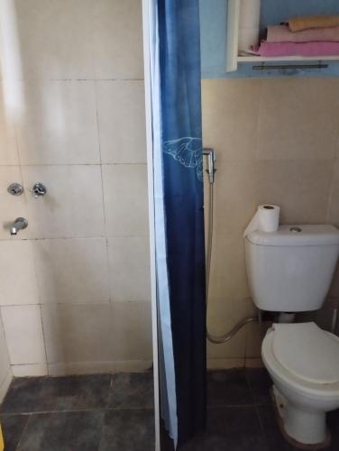 a bathroom with a toilet and a shower at Los Tangueros in Puerto Iguazú