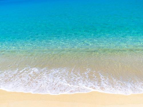 an overhead view of a beach with the ocean at Sankara Hotel & Spa Yakushima in Yakushima
