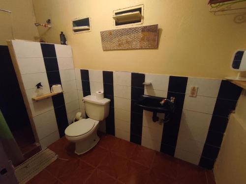 uma casa de banho com um WC e um lavatório em Alma Double Room Garden View em Rivas