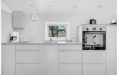 a white kitchen with a sink and an oven at A Stunning Home In Nexø With 1 Bedrooms And Wifi in Neksø