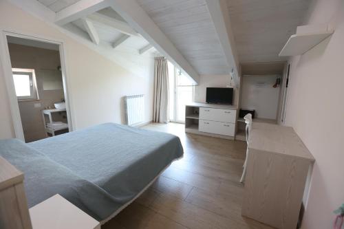 a bedroom with a bed and a television in it at B&B Oliveto in Caserta