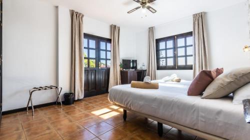 a bedroom with a large bed in a room with windows at Hotel Ecolife Tenerife in San Miguel de Abona