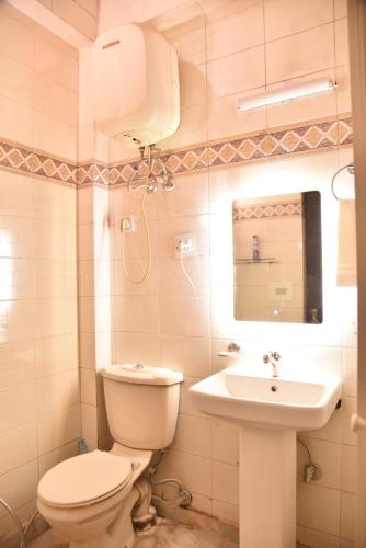 a bathroom with a toilet and a sink at Jay Ally - Boutique Hotel in New Delhi